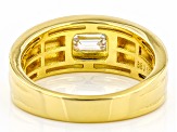 Pre-Owned Moissanite 14k yellow gold over sterling silver mens ring .58ct DEW