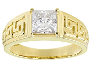Pre-Owned Moissanite 14k yellow gold over sterling silver mens ring 2.10ct DEW