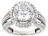 Pre-Owned Moissanite Inferno cut Platineve Ring 4.77ctw DEW.