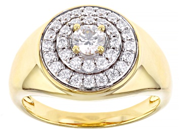 Picture of Pre-Owned Moissanite 14k yellow gold over silver mens ring 1.46ctw DEW.