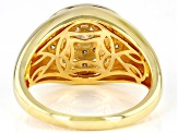 Pre-Owned Moissanite 14k yellow gold over silver mens ring 1.46ctw DEW.