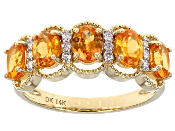 Picture of Pre-Owned Orange Mandarin Garnet 14k Yellow Gold Ring 1.80ctw