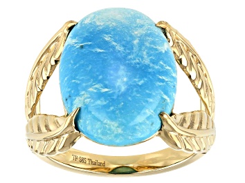 Picture of Pre-Owned Blue Sleeping Beauty Turquoise 14k Gold Leaf Ring