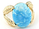 Pre-Owned Blue Sleeping Beauty Turquoise 14k Gold Leaf Ring