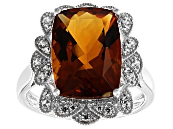 Picture of Pre-Owned Orange Madeira Citrine Rhodium Over 14k White Gold Ring 5.78ctw