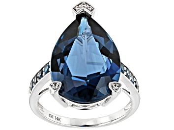 Picture of Pre-Owned London Blue Topaz Rhodium Over 14k White Gold Ring 11.56ctw