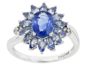 Picture of Pre-Owned Blue Ceylon Sapphire Rhodium Over 14k White Gold Ring 2.70ctw