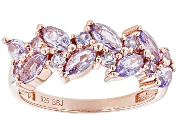 Picture of Pre-Owned Purple Lab Created Sapphire 18K Rose Gold Over Sterling Silver Ring 1.30ctw