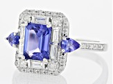 Pre-Owned Blue Tanzanite And White Diamond Rhodium Over  14k White Gold Ring 2.03ctw