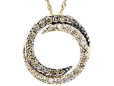 Pre-Owned Shades Of Champagne Diamond 10k Yellow Gold Circle Pendant With 18" Singapore Chain 0.55ct