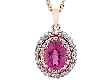 Picture of Pre-Owned Pink Rubellite 14k Rose Gold Pendant With Chain 1.24ctw