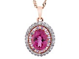 Pre-Owned Pink Rubellite 14k Rose Gold Pendant With Chain 1.24ctw