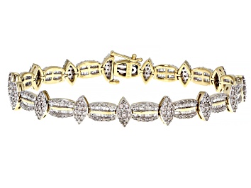 Picture of Pre-Owned White Diamond 10k Yellow Gold Tennis Bracelet 4.00ctw