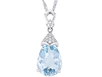 Picture of Pre-Owned Blue Aquamarine Rhodium Over 14k White Gold Pendant With Chain 1.99ctw