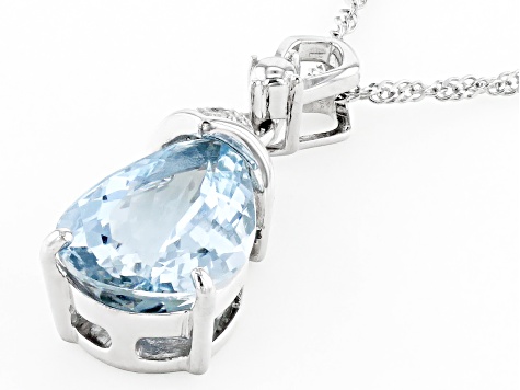 Pre-Owned Blue Aquamarine Rhodium Over 14k White Gold Pendant With Chain 1.99ctw