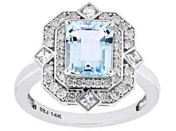 Picture of Pre-Owned Aquamarine Rhodium Over 14k White Gold Ring 2.41ctw