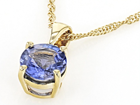 Pre-Owned Blue Sapphire 14k Yellow Gold Pendant With Chain 0.99ct