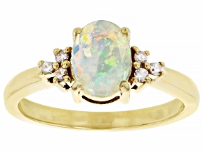 Pre-Owned Multi-Color Ethiopian Opal 18k Yellow Gold Over Sterling Silver Ring 0.82ctw