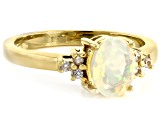 Pre-Owned Multi-Color Ethiopian Opal 18k Yellow Gold Over Sterling Silver Ring 0.82ctw