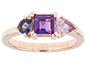 Pre-Owned Purple Amethyst 18k Rose Gold Over Sterling Silver Ring 1.07ctw