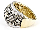Pre-Owned Champagne And White Diamond 14k Yellow Gold Dome Ring 2.00ctw
