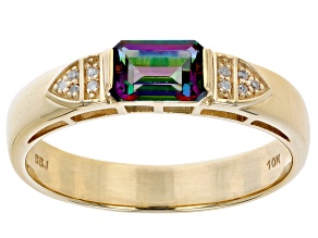 Pre-Owned Mystic Fire Topaz 10k Yellow Gold Men's Ring 1.05ctw