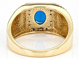 Pre-Owned Blue Color Opal 10k Yellow Gold Men's Ring 0.90ctw