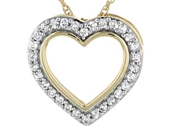 Picture of Pre-Owned White Diamond 10K Yellow Gold Heart Pendant With Chain 0.20ctw