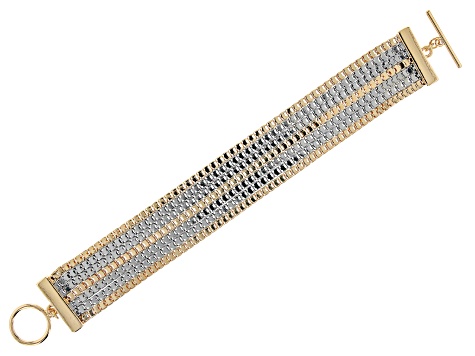 Pre-Owned Two Tone Set of 2 Multi-Row Bracelets