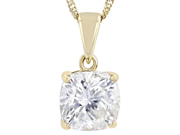 Picture of Pre-Owned Moissanite 14k Yellow Gold Solitaire Pendant 2.40ct DEW