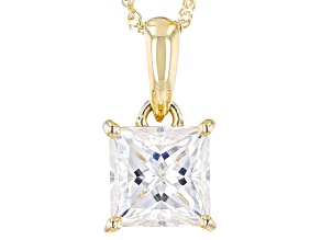 Pre-Owned Moissanite 14k Yellow Gold Solitaire Pendant 1.80ct DEW
