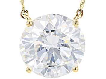Picture of Pre-Owned Moissanite 14k Yellow Gold Solitaire Necklace 12.00ct DEW