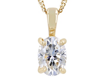 Picture of Pre-Owned Moissanite 14k Yellow Gold Solitaire Pendant .90ct DEW