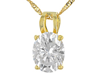 Picture of Pre-Owned Moissanite 14k Yellow Gold Solitaire Pendant 2.10ct DEW