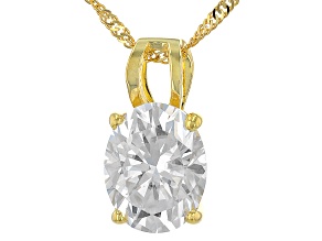 Pre-Owned Moissanite 14k Yellow Gold Solitaire Pendant 2.10ct DEW