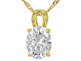 Pre-Owned Moissanite 14k Yellow Gold Solitaire Pendant 2.10ct DEW