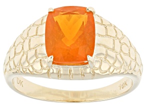 Pre-Owned Orange Fire Opal 10k Yellow Gold Men's Ring 1.85ct