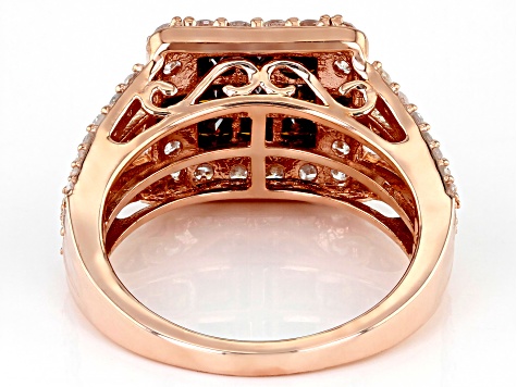 Pre-Owned Red Diamond And White Diamond 10k Rose Gold Quad Ring 1.65ctw