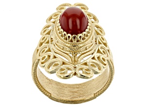 Pre-Owned Carnelian 18k Yellow Gold Over Sterling Silver Ring