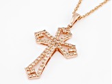 Pre-Owned Champagne Cubic Zirconia 18k Rose Gold Over Sterling Silver Pendant With Chain 1.87ctw