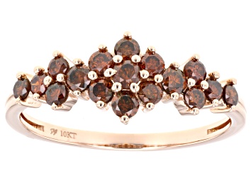 Picture of Pre-Owned Red Diamond 10k Rose Gold Cluster Band Ring 0.65ctw