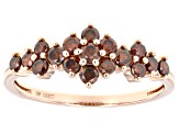 Pre-Owned Red Diamond 10k Rose Gold Cluster Band Ring 0.65ctw