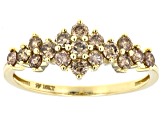 Pre-Owned Champagne Diamond 10k Yellow Gold Cluster Band Ring 0.65ctw