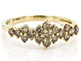 Pre-Owned Champagne Diamond 10k Yellow Gold Cluster Band Ring 0.65ctw