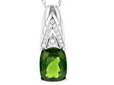 Pre-Owned Green Chrome Diopside Rhodium Over Sterling Silver Pendant With Chain 2.75ctw