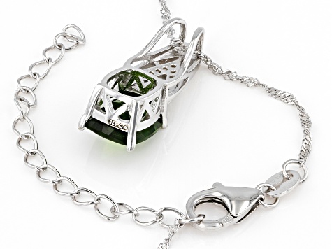 Pre-Owned Green Chrome Diopside Rhodium Over Sterling Silver Pendant With Chain 2.75ctw