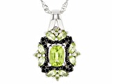 Pre-Owned Green Manchurian Peridot™ Rhodium Over Sterling Silver Pendant With Chain 1.78ctw