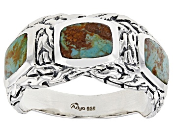 Picture of Pre-Owned Blue Turquoise Sterling Silver Band Ring
