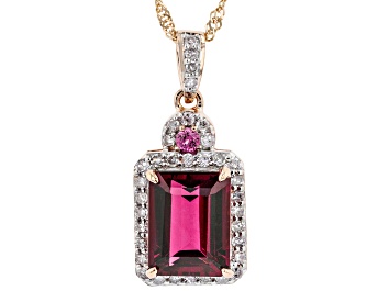 Picture of Pre-Owned Pink Tourmaline With Pink Spinel And White Diamond 14k Rose Gold Pendant With Chain. 2.51c