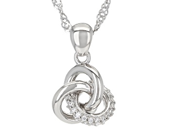 Picture of Pre-Owned White Cubic Zirconia Platinum Over Sterling Silver Pendant With Chain 0.25ctw